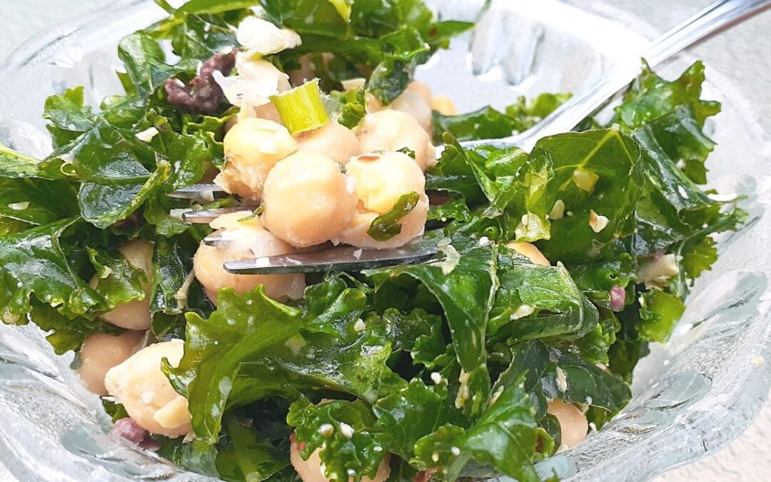 Lemony Kale And Chickpea Salad With Walnuts